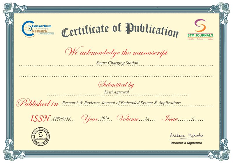 Certificate of Publication — Smart Charging Station