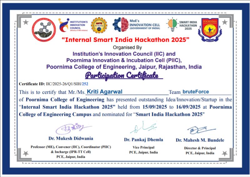 Internal Smart India Hackathon 2025